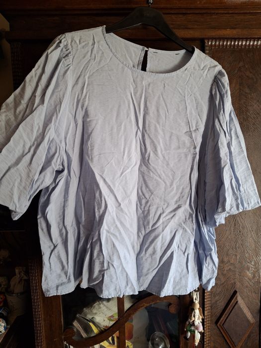 Bluzka z bufkami w paseczki, rozmiar L,elegancka