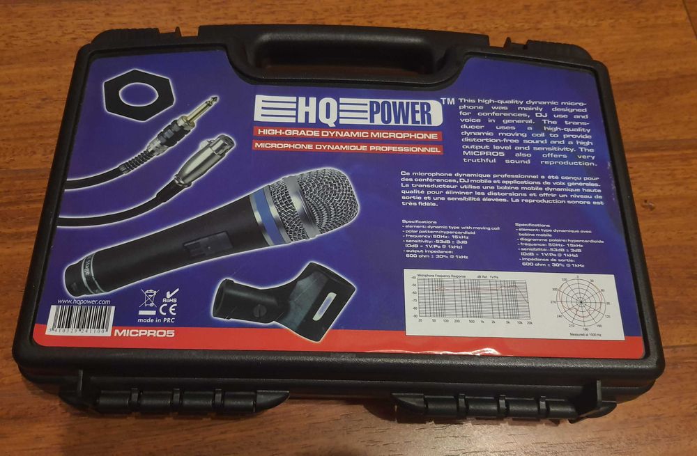 mikrofon dynamiczny micpro5 hq power ze statywem okablowanie