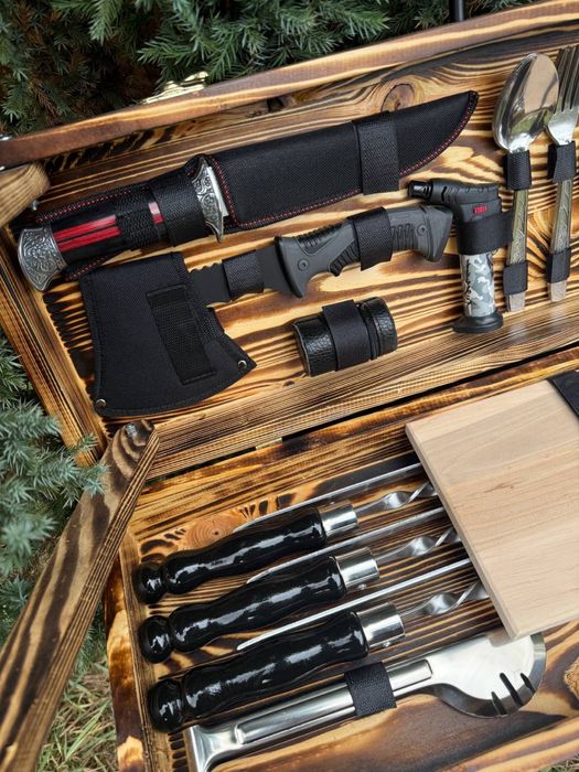 6 Шампуров в кейсе столике на подарок мужу начальнику колеге