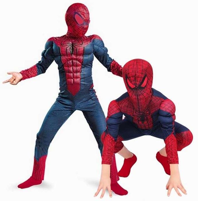 Przebranie strój kombinezon mięśnie + 2x maska Spider Man Spiderman L