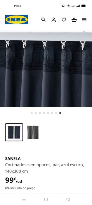 Cortinados SANELA azul escuro, IKEA. NOVOS