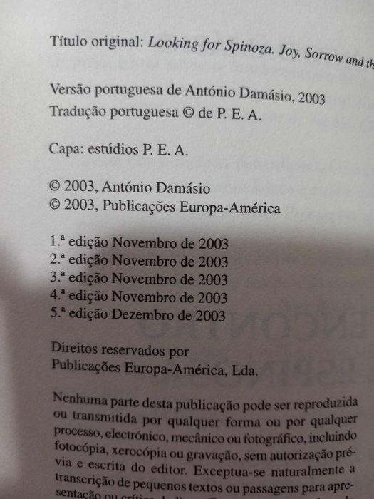Ao Encontro de Espinosa de António Damásio