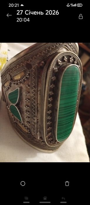 Браслет, Жіночій.Малахіт.Срібло