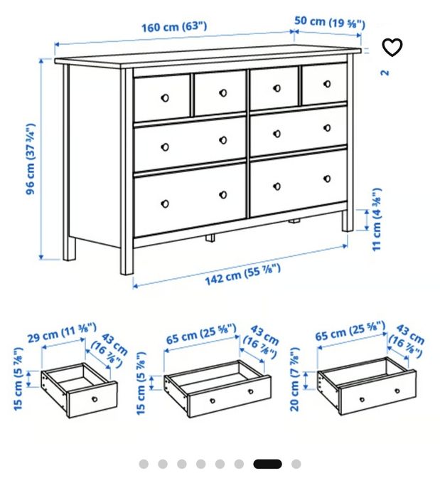 Cómoda Hemnes 8 Gavetas - Grande