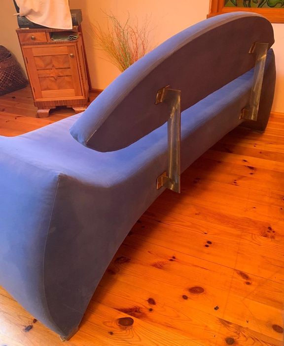 Unikatowe designerskie kanapy 2 szt. Alcantara chaber stal Loft