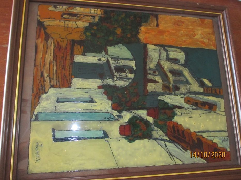 2 quadros pintados em vidro