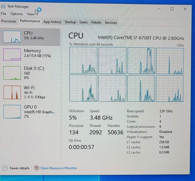 Міні ПК HP ProDesk 600 G3 mini i7-6700T, 2x8Gb, SSD M.2 NVME 1Tb, WiFi