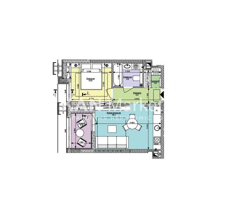 Продаж 1к квартири 40,4 м²  у Файна Таун