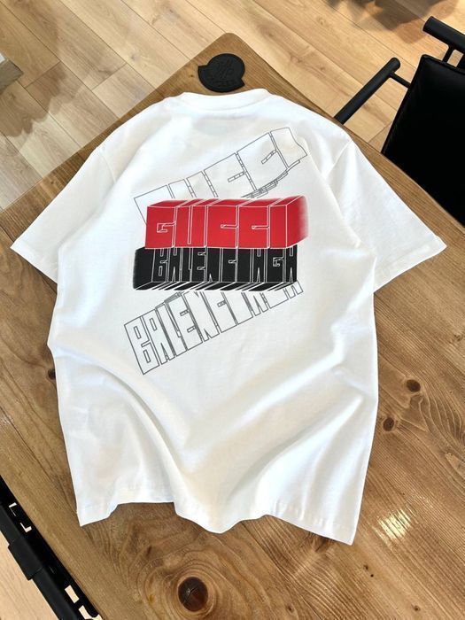 GyCCI x BALENCIAGA футболка белая мужская унисекс оверсайз оригинал