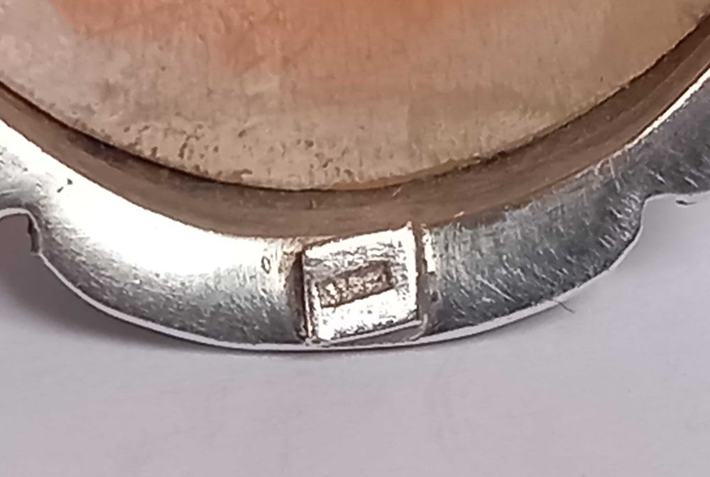 Piękna kamea, wisior/brosza, srebro "800" i markazyty, pocz. XX w.