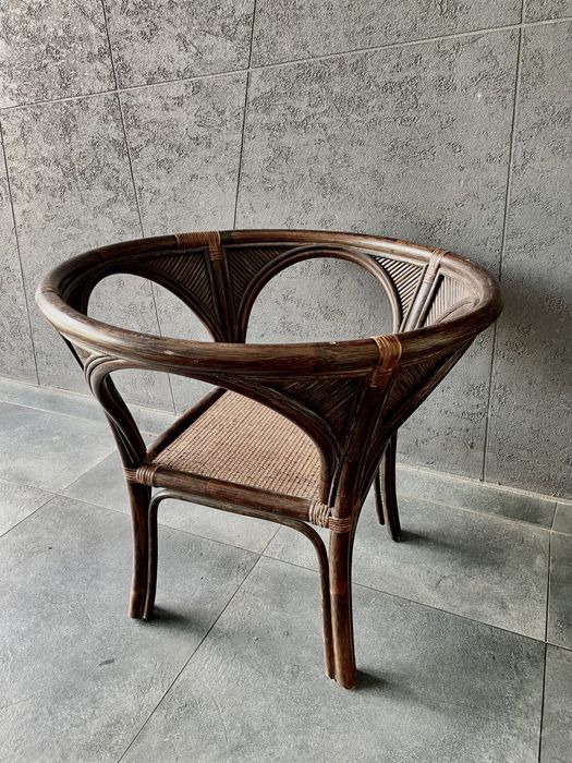 Stolik kawowy, ogrodowy, ratanowy, ciemny brąz, okrągły