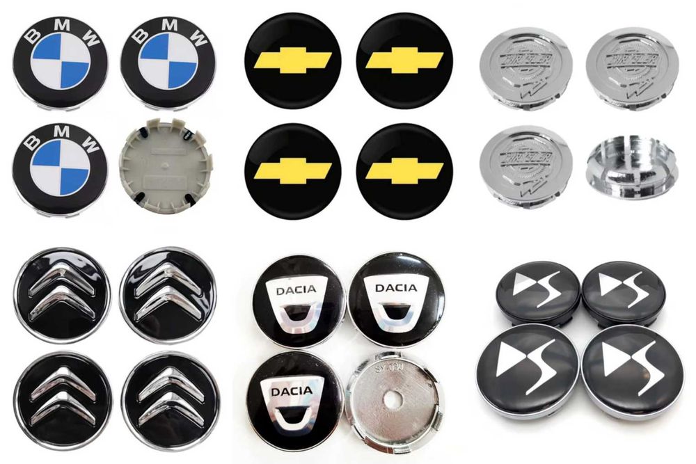 Centros/tampas de jante completos ou autocolantes para todas as marcas