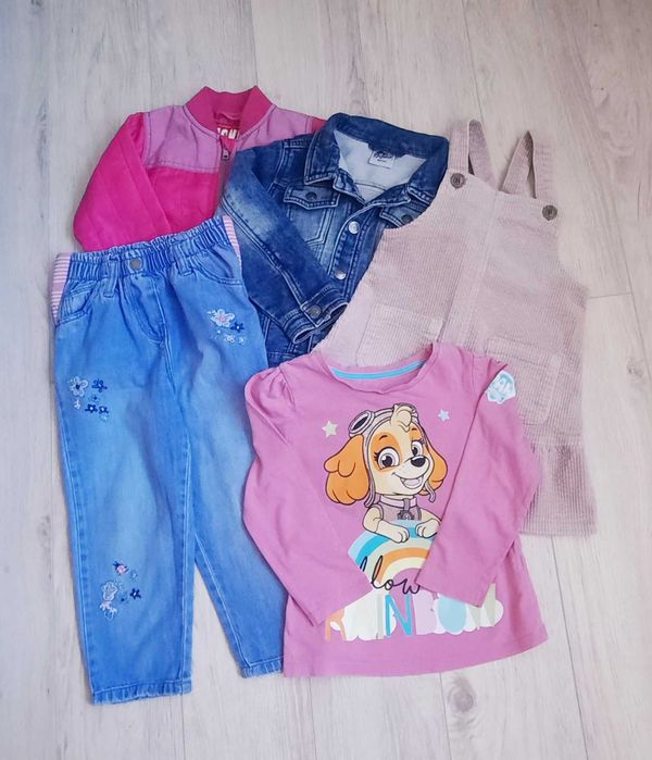 Весенний набор джинсы, бомбер-ветровка, джинсовая куртка 3-4 года