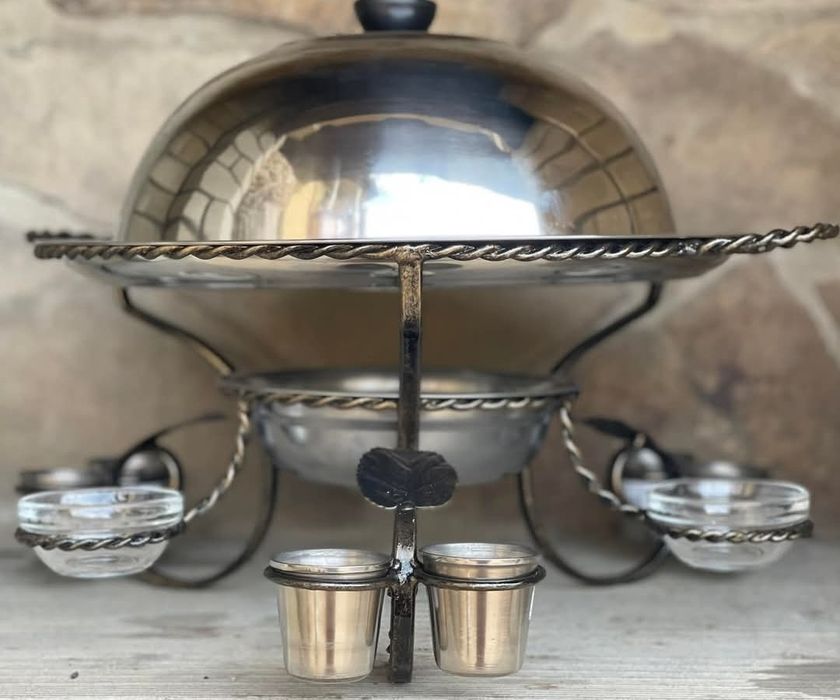 Садж з керамічною Жаровнею 28 вітой з  соусниками та чарками