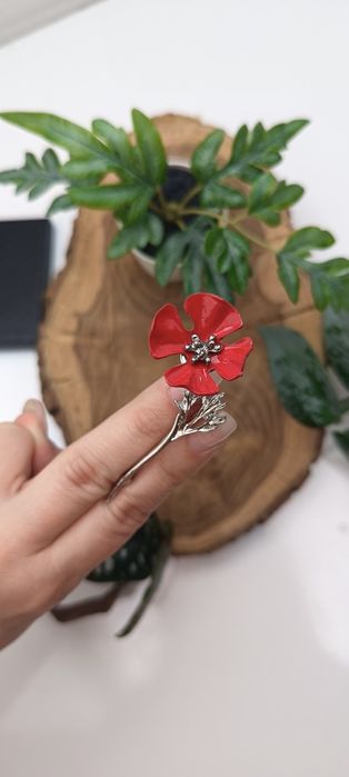 Nowa broszka kwiat mak róża gratis