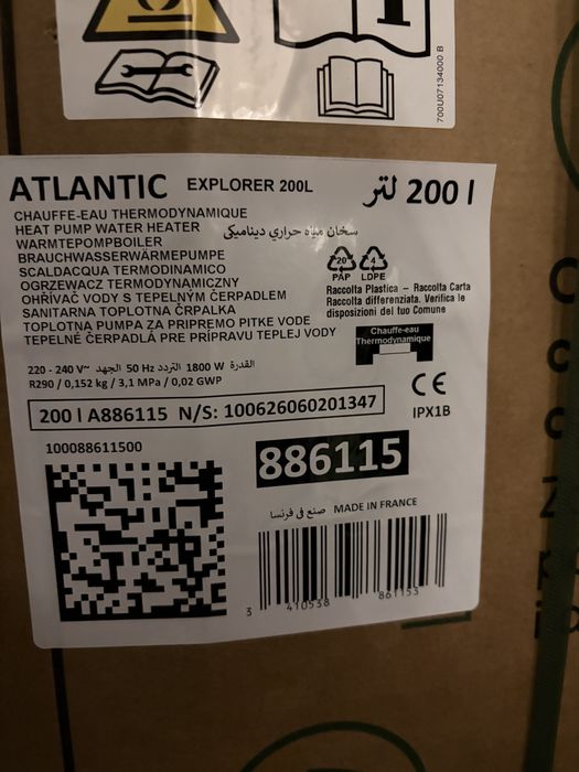 Atlantic Explorer 200 WiFi Powietrzna pompa ciepła do c.w.u. 200L 886115
