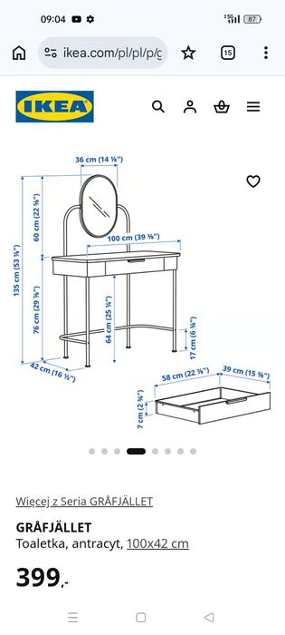 Toaletka z IKEA czarna