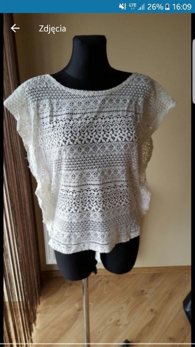 Koronkowa bluzka pull and bear s m 36 38 koronka