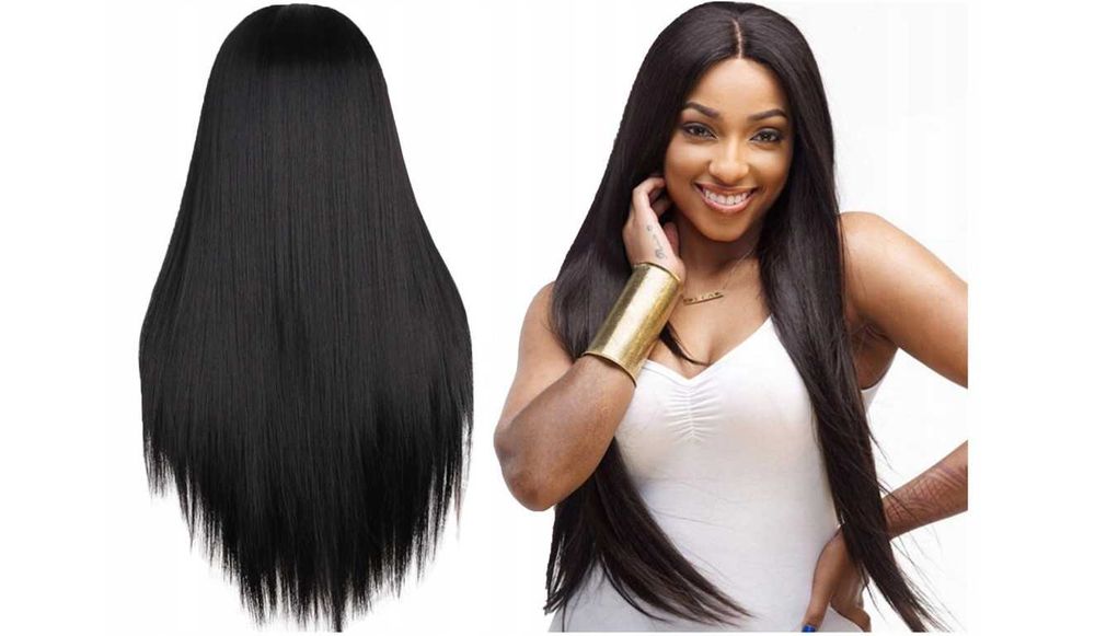 Peruka damska czarne długie włosy proste 70cm