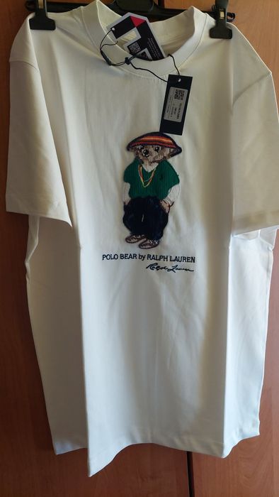 Biała koszulka t-shirt  nowa   L misiek