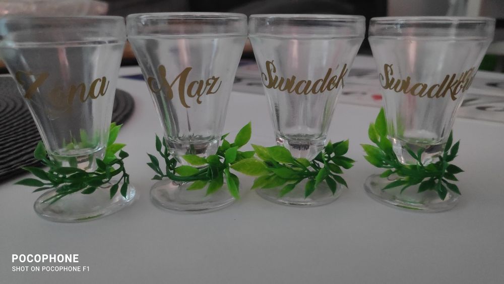 Kieliszki oszukane dla Pani Młodej, Pana Młodego i Świadków