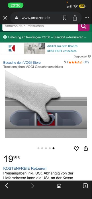 SUCHY SYFON VOGI 50 mm do odpływu liniowego