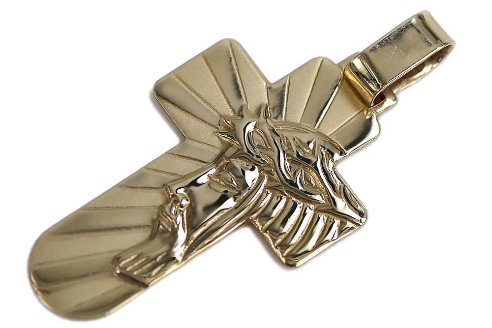 Złoty krzyż Katolicki zawieszka żółte złoto ctc023 W