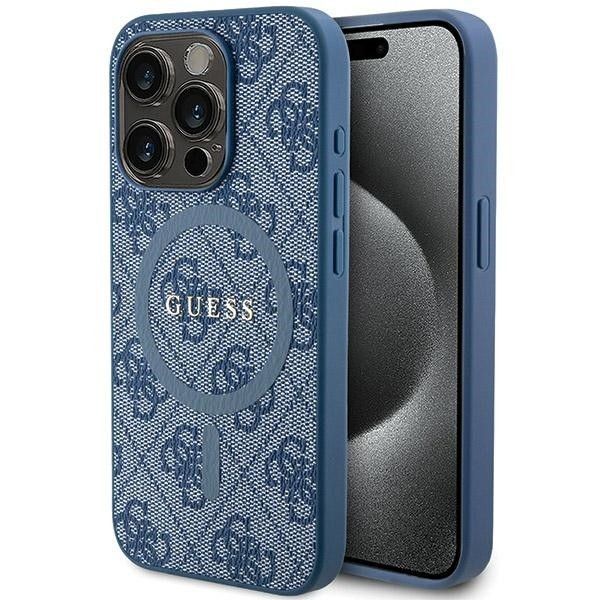 Guess Futerał Iphone 14 Pro Magsafe (4G Ring Classic Logo) Niebieski