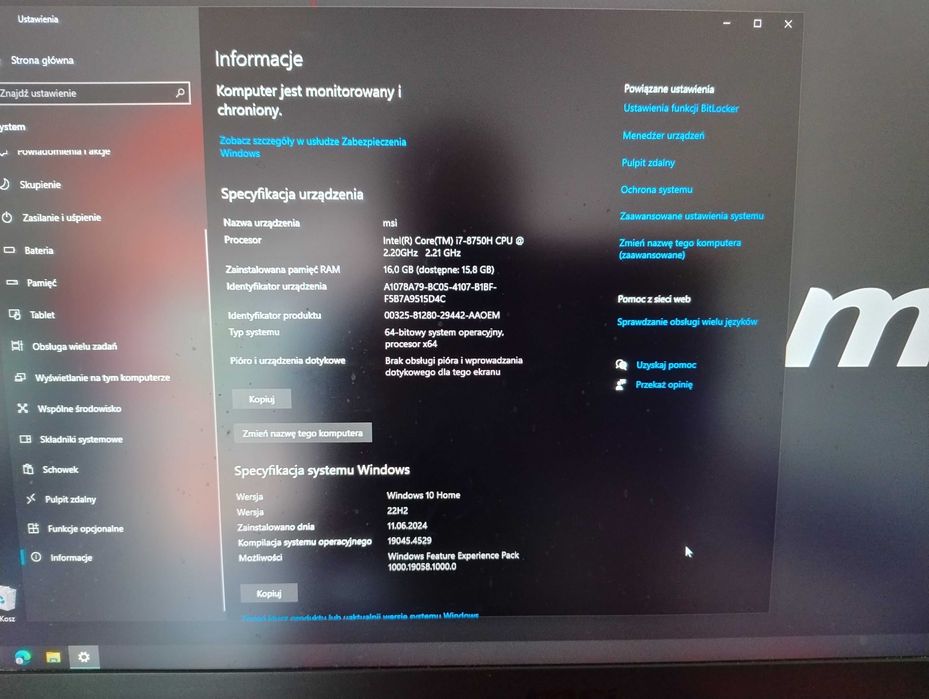 MSI GE75 Raider 8SG-054PL (i7+RTX2080+16GB RAM)
