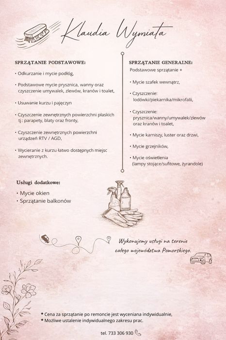 Sprzątanie mieszkań, domów, aparatemntów, biur itp.