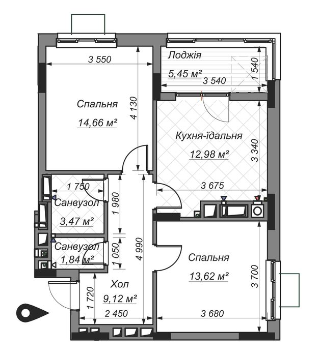 Продаж 2-кімнатної квартири, новобудова ЖК TWINS RESIDENCE Біла Церква