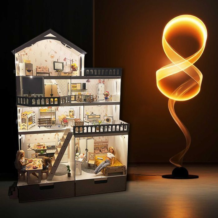 Величезний будинок для ляльок ЛОЛ Барбі з освітленням +вітальня дом