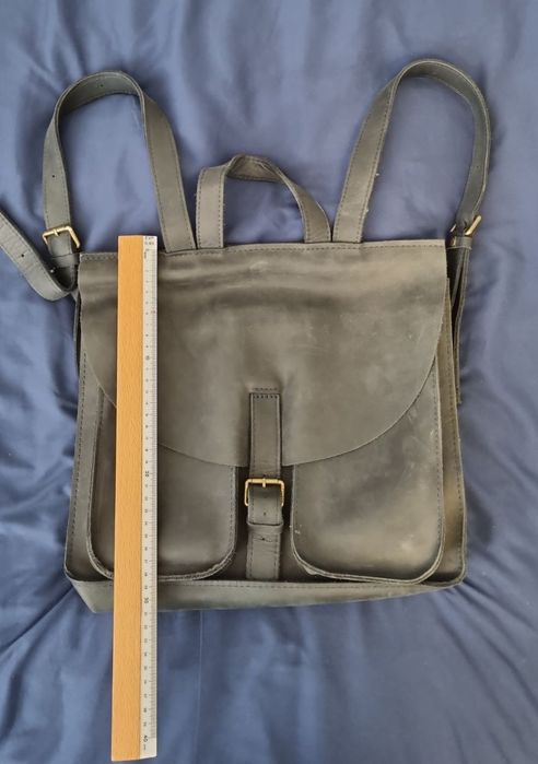 Рюкзак наплічник шкіряний синій під ноутбук 13 + шаманець Bagllet