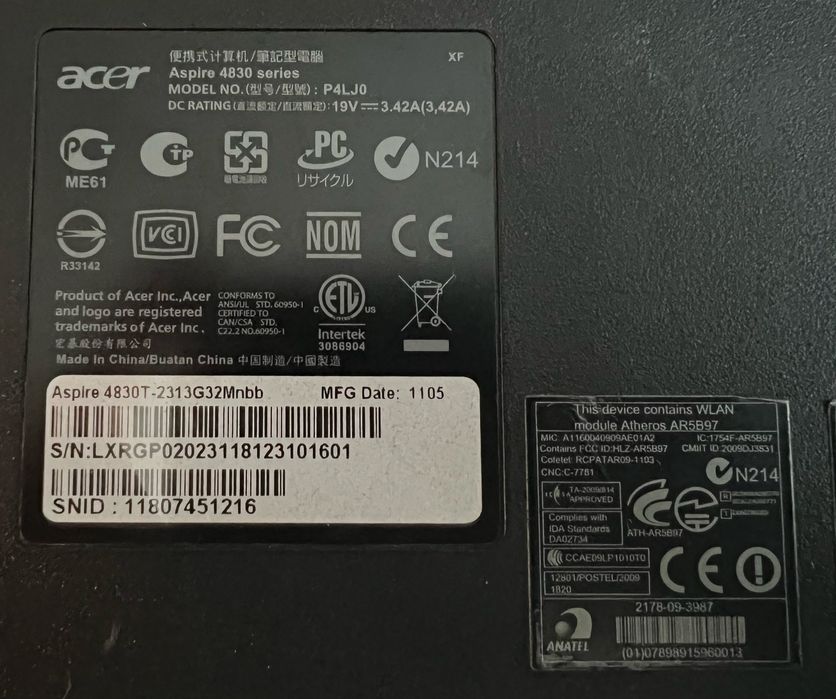 Acer Aspire 4830T Timeline X 6GB Ram, 250GB SSD bez baterii