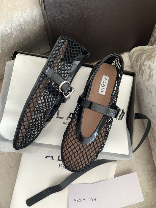 Балетки жіночі туфлі сіточка alaia чорні, білі, рожеві