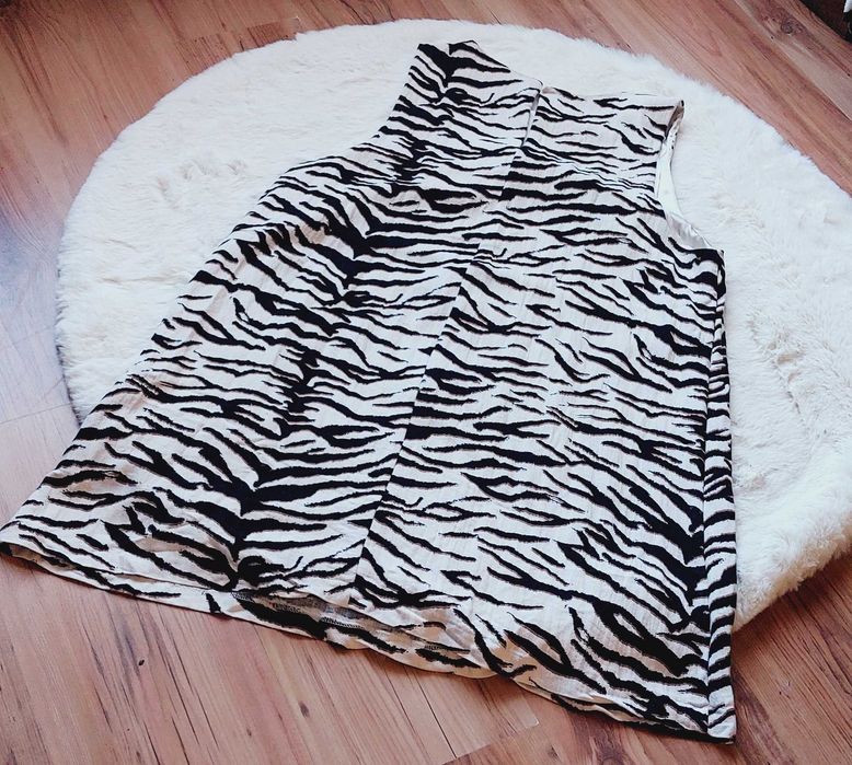 Sukienka H&M Wiskoza L 40 mini tygrys letnia tunika 42
