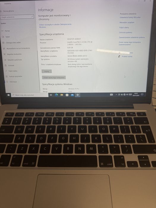 Laptop Macbook Pro A1502/Grafika intel iris 5100/256 ssd/8gb/i5/W10