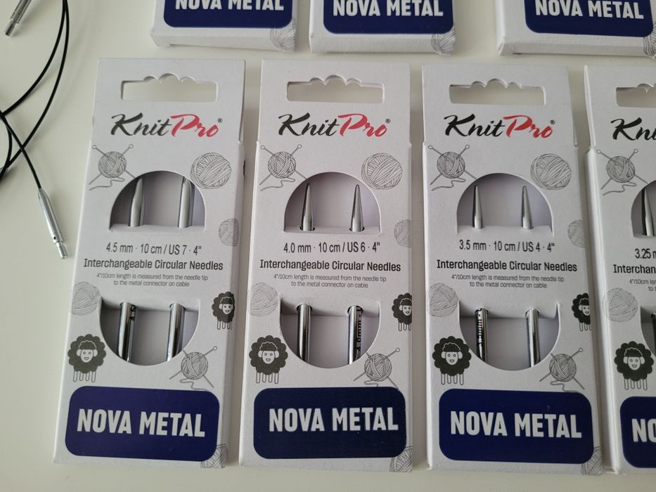 Knitpro Nova druty metalowe 13cm 10cm wymienne Special żyłki Swivel