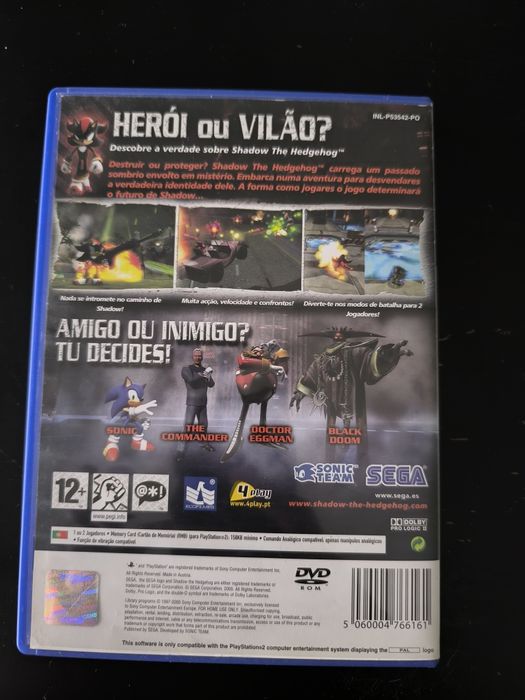 Jogo PlayStation 2  SHADOW THE HEDGEHOG