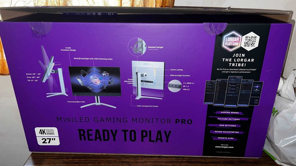 Монітор 27" Lorgar 27MP1 MiniLED UHD IPS 160Hz (LRG-27MP1U160-GY)