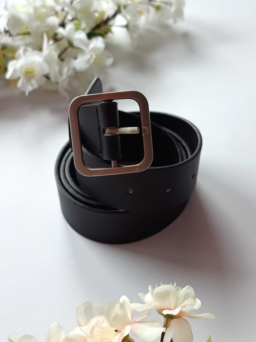 Czarny pasek do spodni sukienki damski skóra ekologiczna