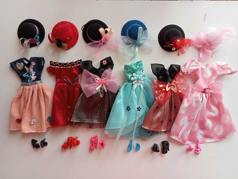 Ubranka dla lalki barbie sukienka kapelusz buty