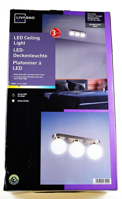 Lampa wisząca Livarno Home,3 punkty E14 LED,nikiel,nowoczesna,sufitowa