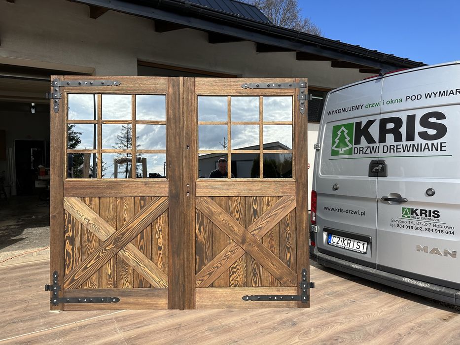 Drzwi Brama dwuskrzydłowa Drewniana Montaż Polska NA KAŻDY WYMIAR