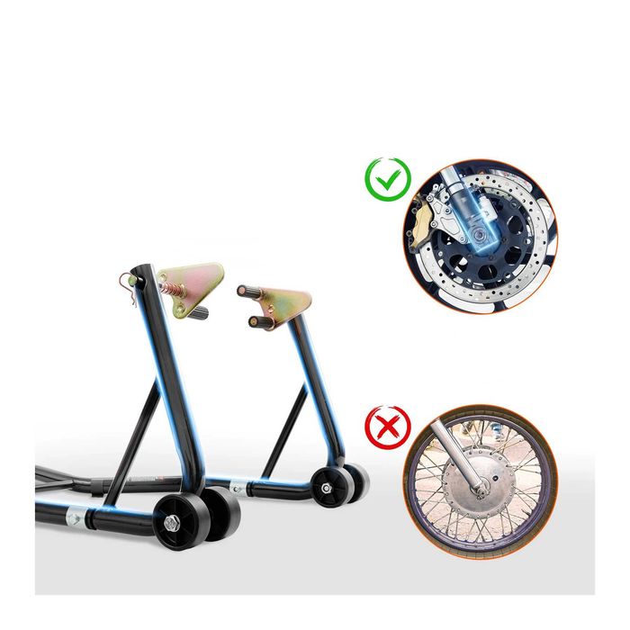 Cavalete elevador para moto - Suporte dianteiro e traseiro 385 kg