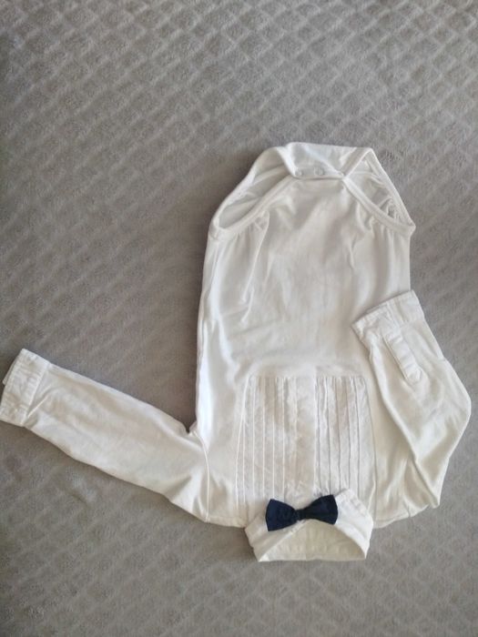 Komplet chłopię chrzest r.74 Body spodnie sweter kaptur wiosna Artex