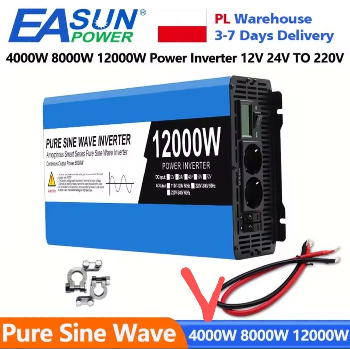 Якісні Інвертори з Европи 12в-220в 5000W чистий синус
