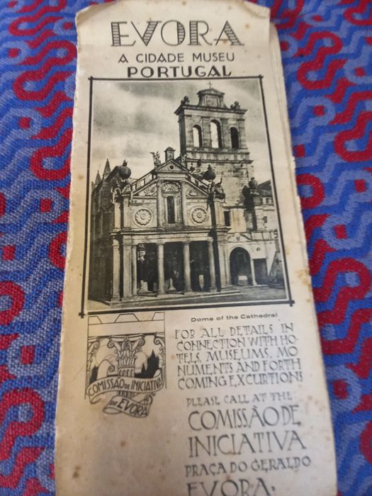 Folheto muito antigo desdobrável Évora e Alentejo