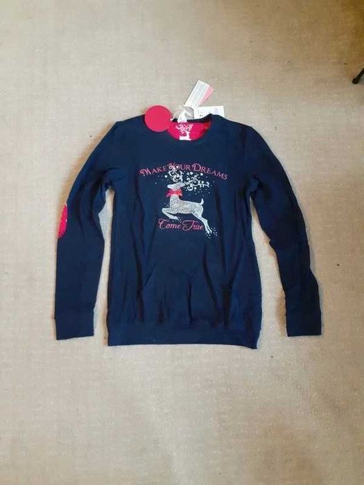 Esotiq nowa granatowa bluza koszulka nocna świąteczna z reniferem s 36