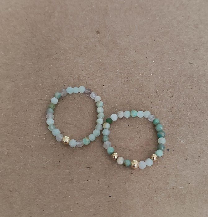 Pierścionki komplet 2 sztuki amazonit